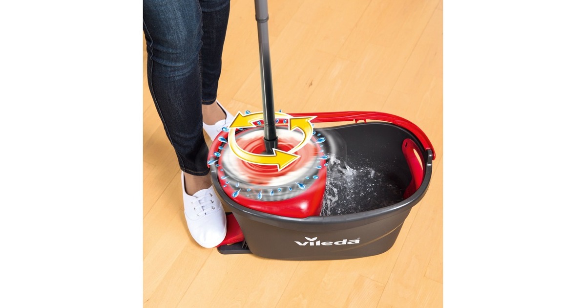 Vileda Wischmop Turbo EasyWring & Clean Box, Bodenwischer(schwarz/rot)