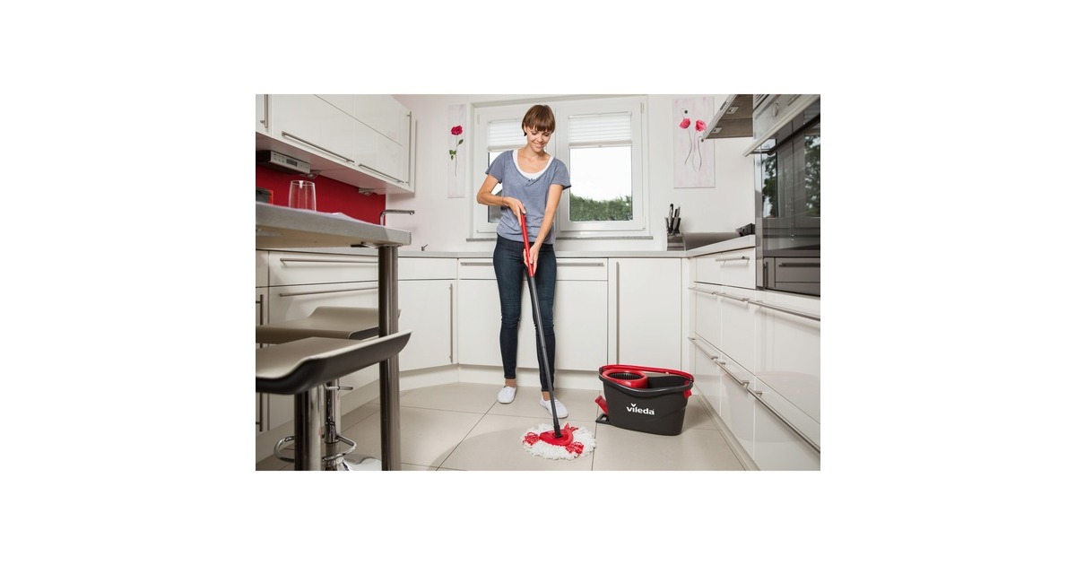 Vileda Wischmop Turbo EasyWring & Clean Box, Bodenwischer(schwarz/rot)