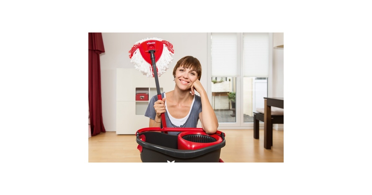 Vileda Wischmop Turbo EasyWring & Clean Box, Bodenwischer(schwarz/rot)