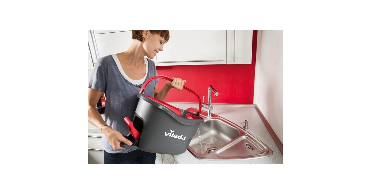 Vileda Wischmop Turbo EasyWring & Clean Box, Bodenwischer(schwarz/rot)