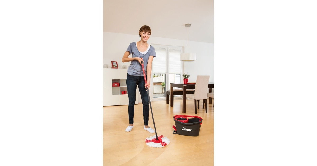 Vileda Wischmop Turbo EasyWring & Clean Box, Bodenwischer(schwarz/rot)