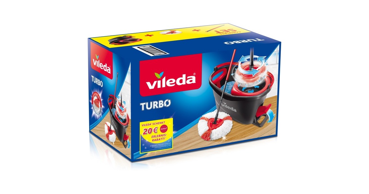 Vileda Wischmop Turbo EasyWring & Clean Box, Bodenwischer(schwarz/rot)