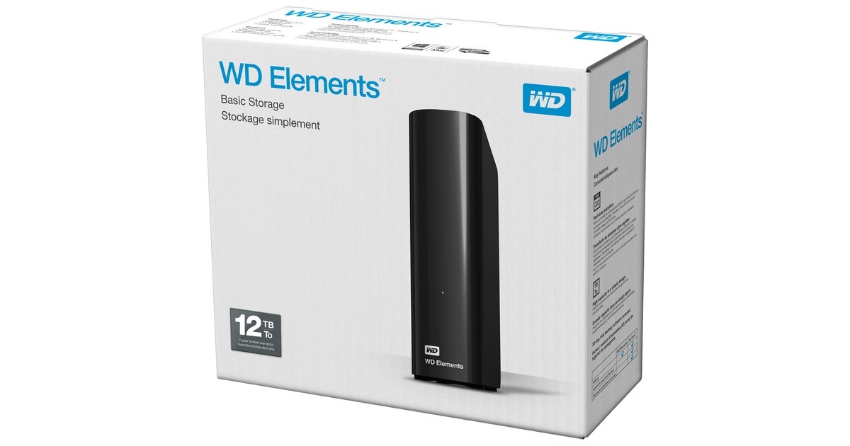 WD Elements Desktop 12 TB, Externe Festplatte(schwarz, Micro-USB-B 3.2 Gen 1 (5 Gbit/s))