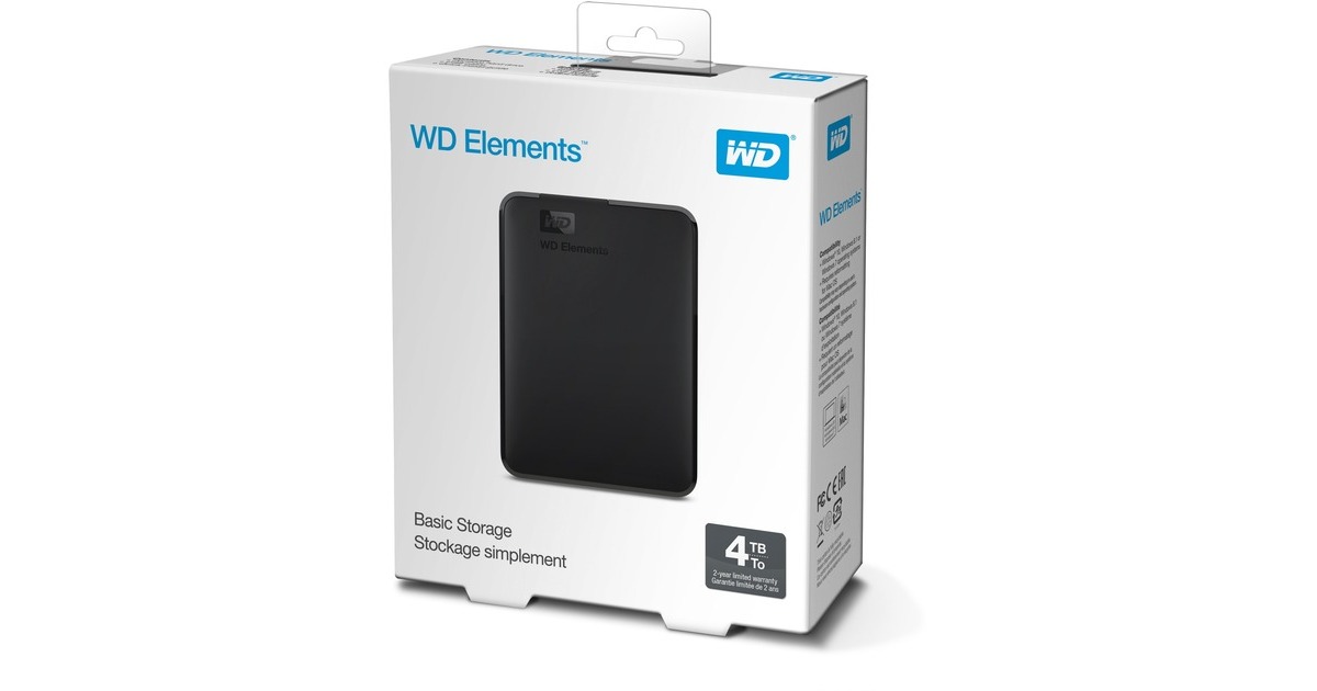 WD Elements Portable 4 TB, Externe Festplatte(schwarz, Micro-USB-B 3.2 Gen 1 (5 Gbit/s))