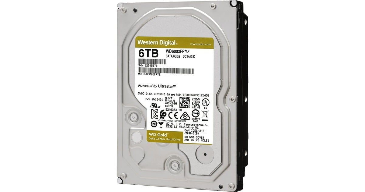 WD Gold 6 TB, Festplatte(SATA 6 Gb/s, 3,5", Outlet)