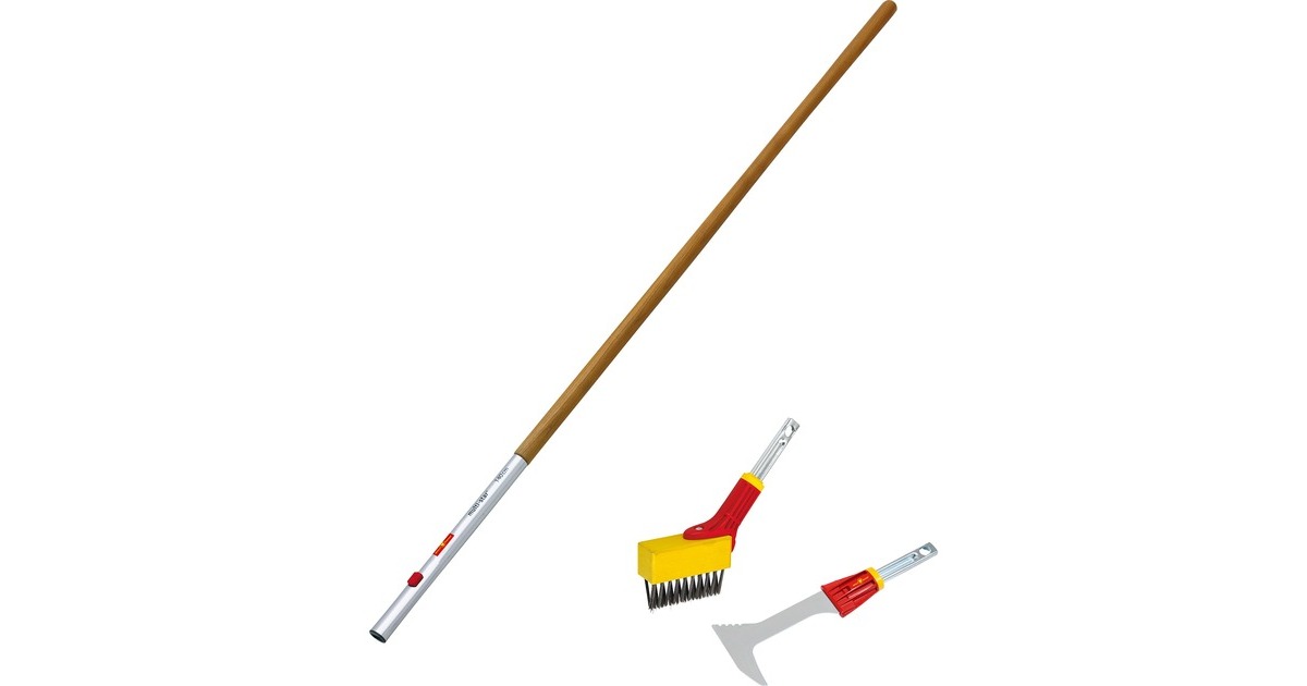 WOLF-Garten Fugenkratzer + Fugenbürste + Eschenholz-Stiel ZM 140 Set, multi-star(rot/gelb, FK-M / FB-M / ZM 140 (P767))