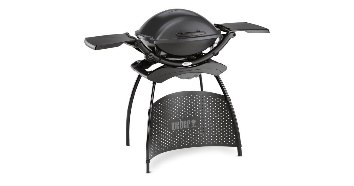 Weber Elektrogrill Q 2400, Dark Grey(dunkelgrau, 2.200 Watt, mit Seitentischen)