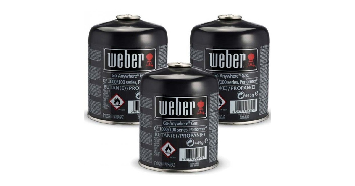 Weber Gas-Kartusche 3er-Pack 17669 für Q 100/1000 und GO-ANYWHERE(3x 445g)
