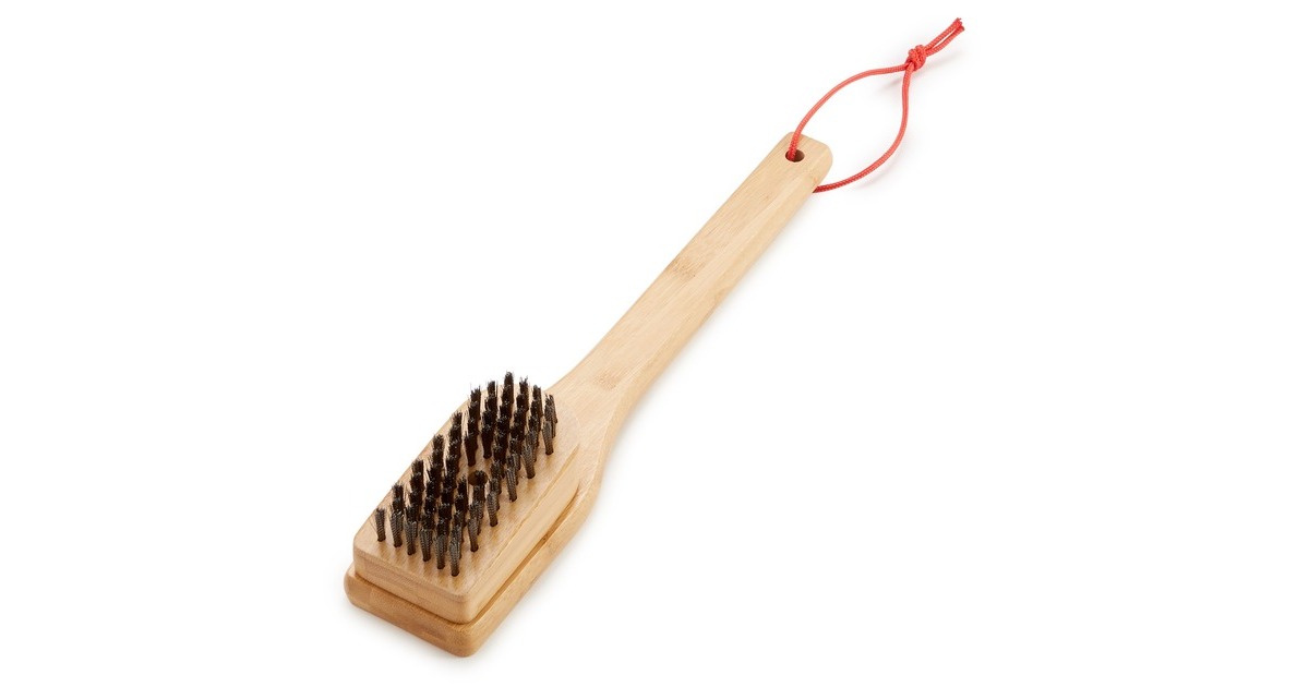 Weber Grillbürste mit Bambus-Griff, 30cm, Grill-Reinigungsbürste(mit Edel­stahl­bors­ten)