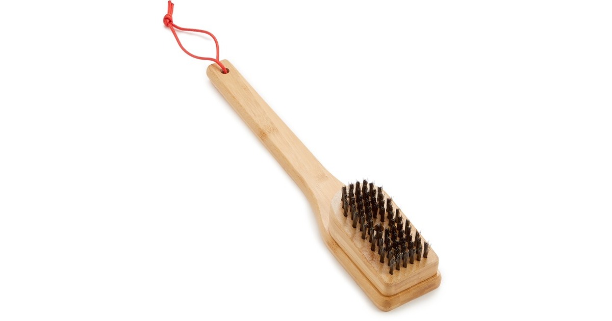 Weber Grillbürste mit Bambus-Griff, 30cm, Grill-Reinigungsbürste(mit Edel­stahl­bors­ten)