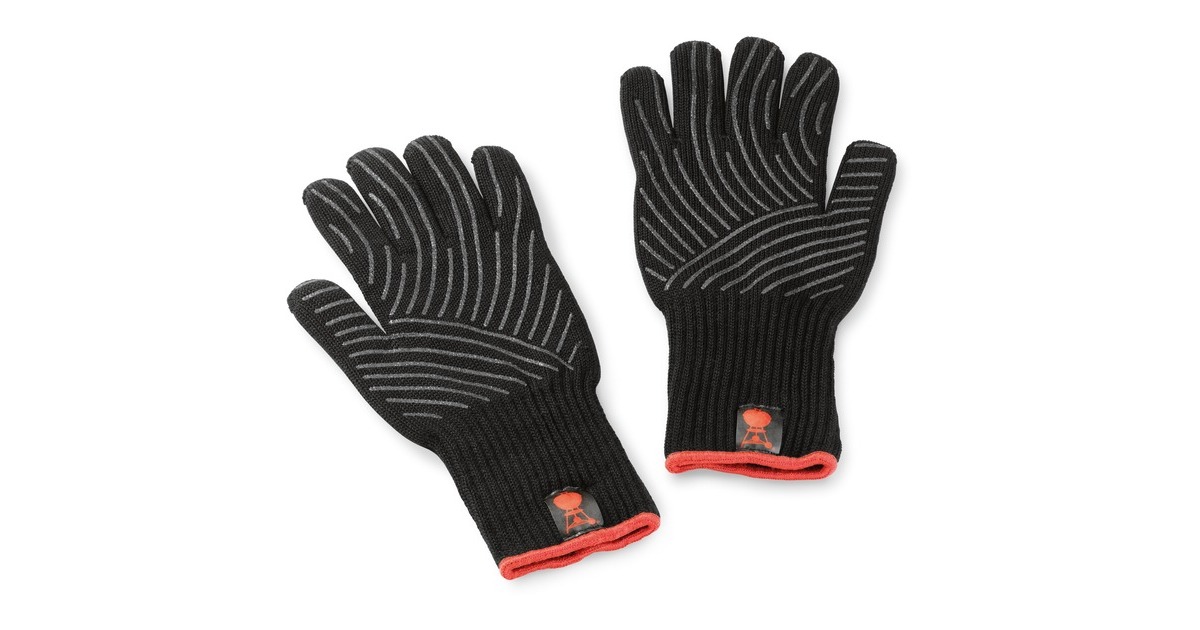 Weber Grillhandschuhe 6669 mit Silikon-Griffflächen, S/M(schwarz, 2 Stück)