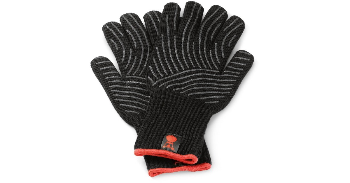 Weber Grillhandschuhe 6670 mit Silikon-Griffflächen, L/XL(schwarz, 2 Stück)