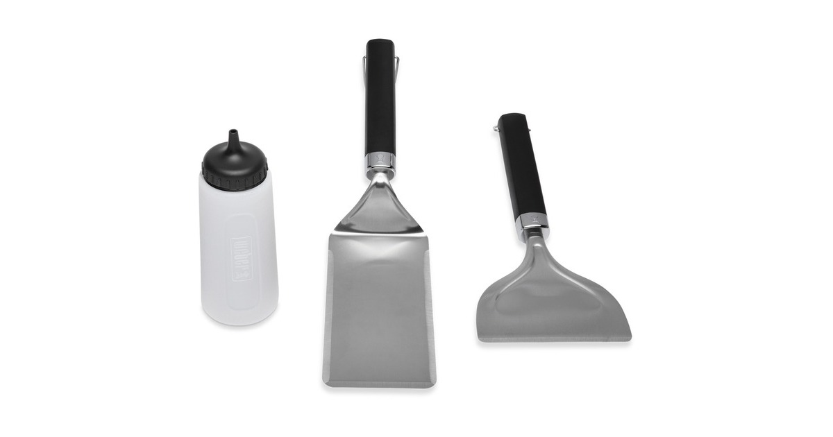 Weber Grillplatten-Starter-Set, 3-teilig, Wender(edelstahl/schwarz, 2 Wender, 1 Marinadenflasche)