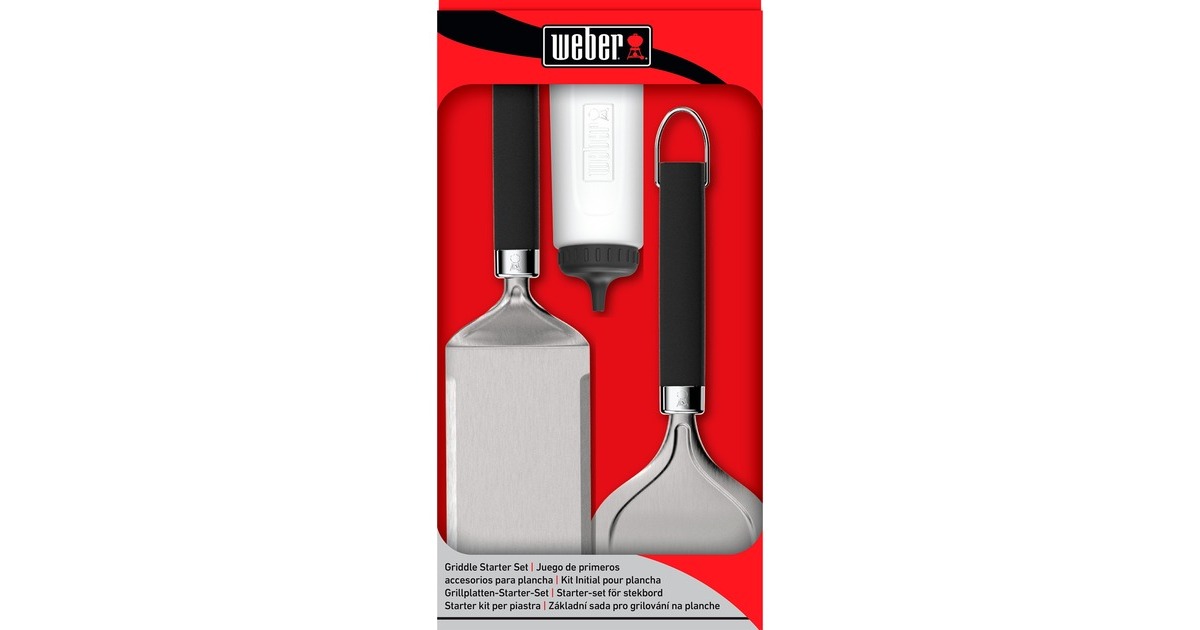 Weber Grillplatten-Starter-Set, 3-teilig, Wender(edelstahl/schwarz, 2 Wender, 1 Marinadenflasche)
