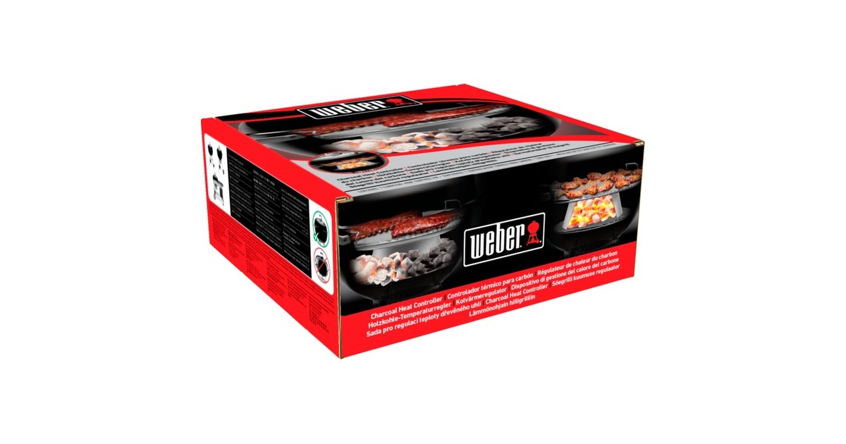 Weber Holzkohle Temperaturregler, für Kugelgrills mit Ø 57cm, Kamin(edelstahl, Hitze-Kegel und Diffusorplatte)