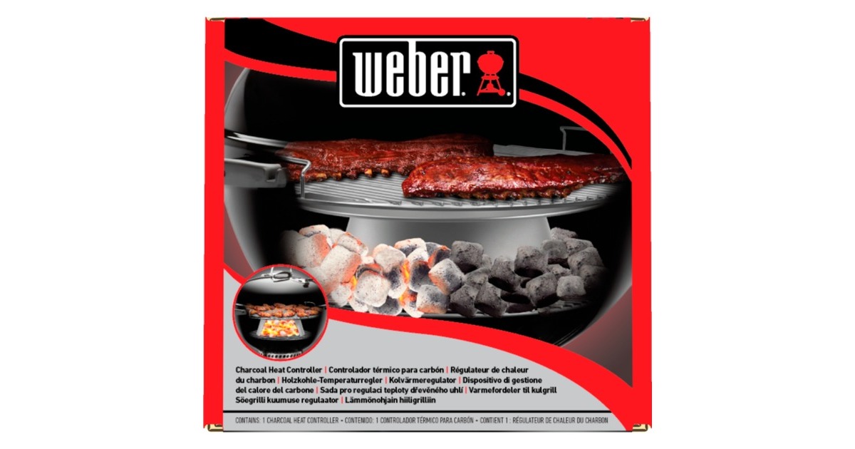 Weber Holzkohle Temperaturregler, für Kugelgrills mit Ø 57cm, Kamin(edelstahl, Hitze-Kegel und Diffusorplatte)