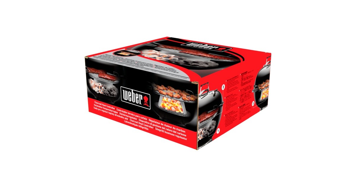 Weber Holzkohle Temperaturregler, für Kugelgrills mit Ø 57cm, Kamin(edelstahl, Hitze-Kegel und Diffusorplatte)