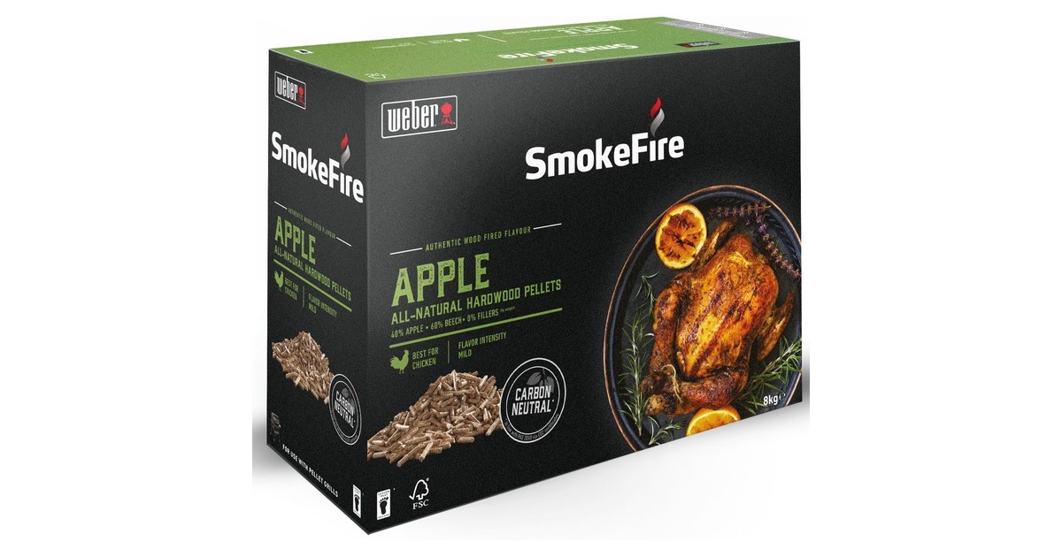 Weber Holzpellets Apfelholz, 8kg, Brennstoff(für SmokeFire)