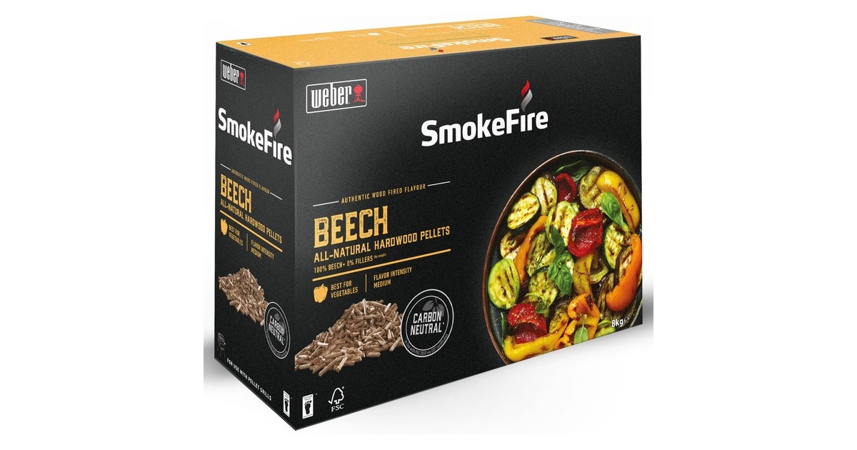 Weber Holzpellets Buchenholz, 8kg, Brennstoff(für SmokeFire)