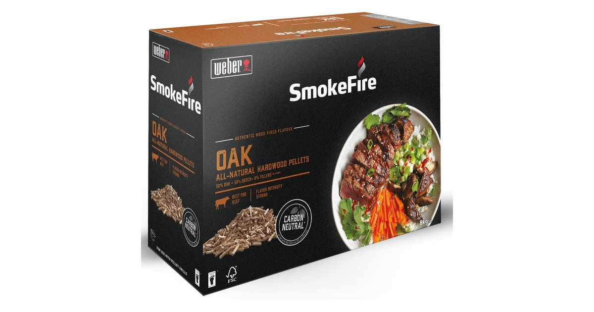 Weber Holzpellets Eichenholz, 8kg, Brennstoff(für SmokeFire)