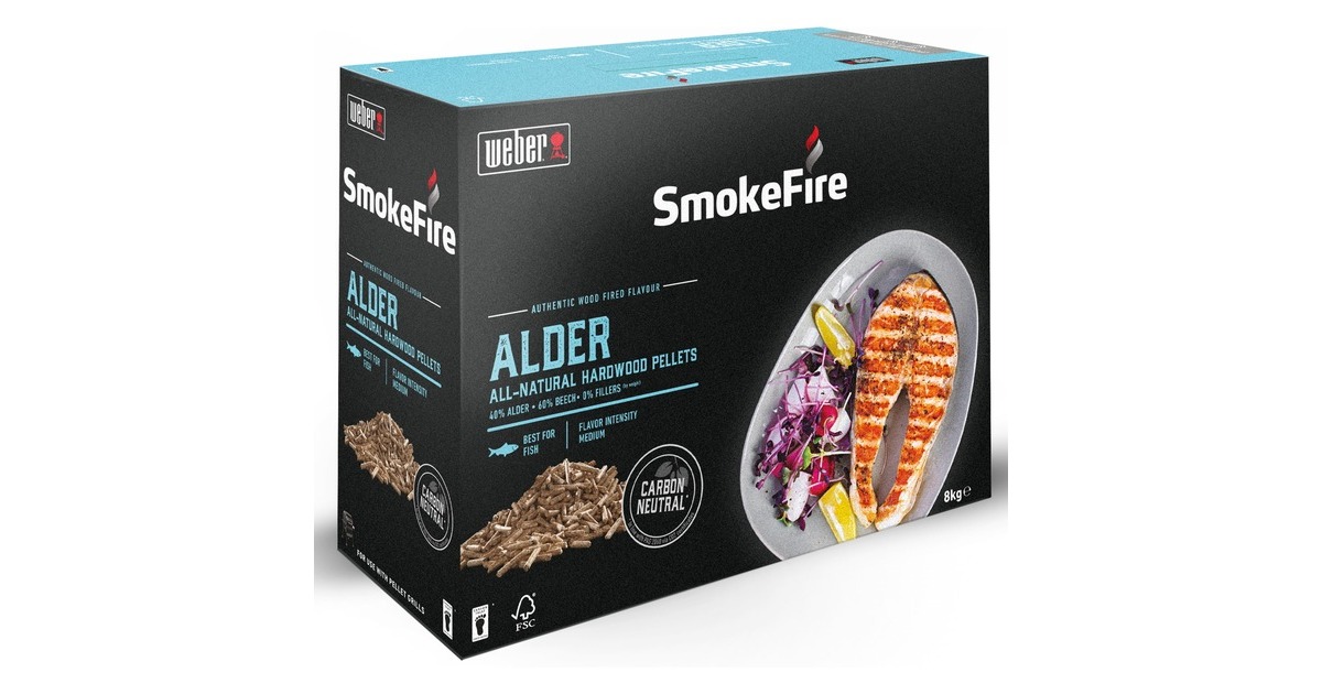 Weber Holzpellets Erlenholz, 8kg, Brennstoff(für SmokeFire)
