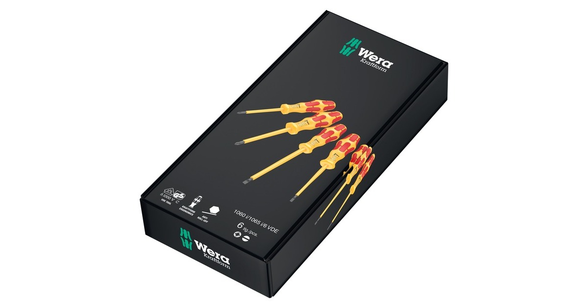 Wera 1060 i/1065 i/6 Schraubendrehersatz Kraftform VDE(gelb/rot, 6-teilig, Black Point Spitze)