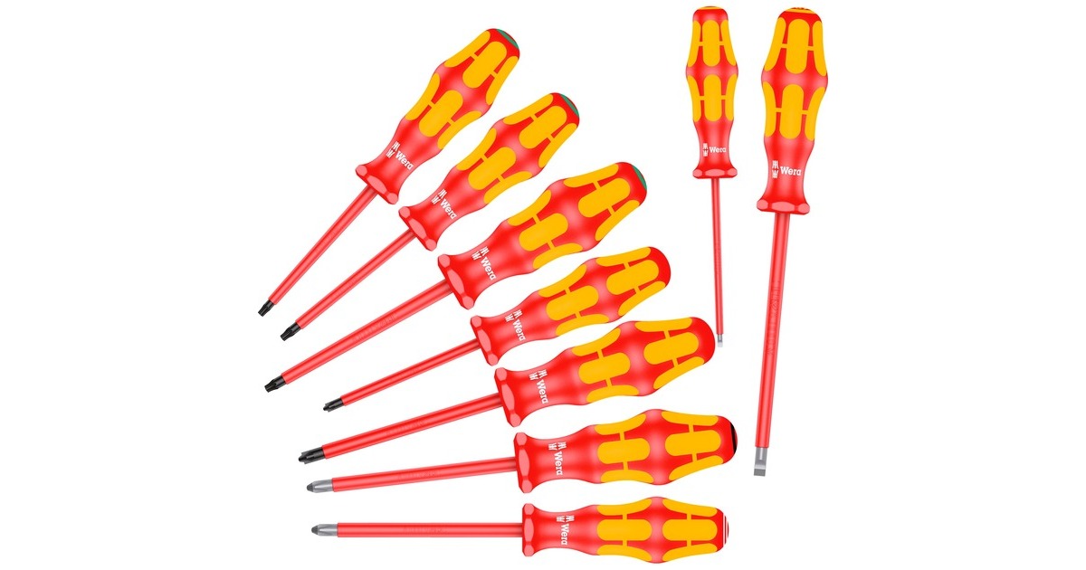 Wera 160 i/162 i/167 i/9 Schraubendrehersatz Kraftform Plus Serie 100, VDE(rot/gelb, 9-teilig, mit Lasertip)