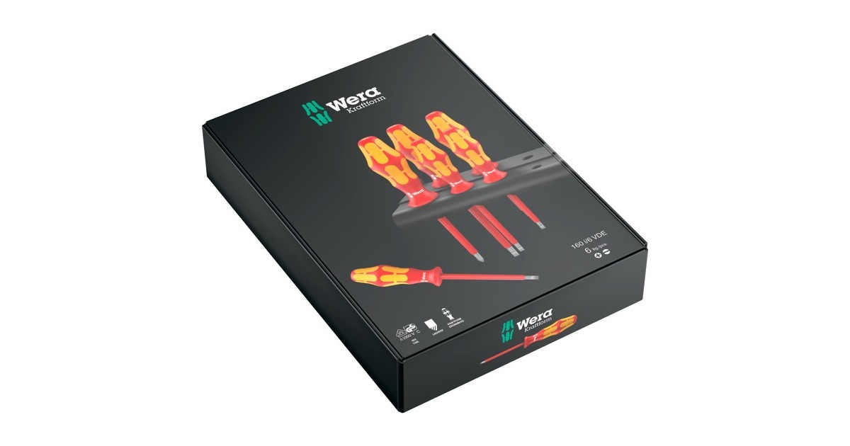 Wera 160 i/6 Rack Schraubendrehersatz Kraftform Plus Serie 100 + Rack(rot/gelb, 6-teilig, mit Lasertip)