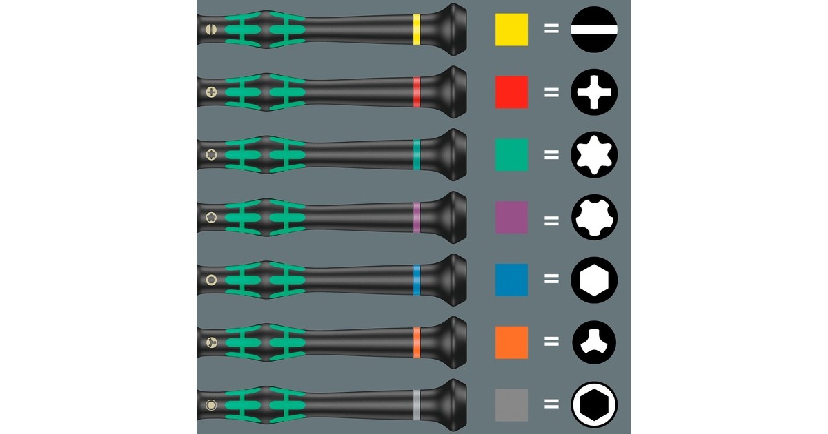 Wera 2035/6 B Elektronik-Schraubendrehersatz + Rack(schwarz/grün, 6-teilig, mit Black Point Spitze)