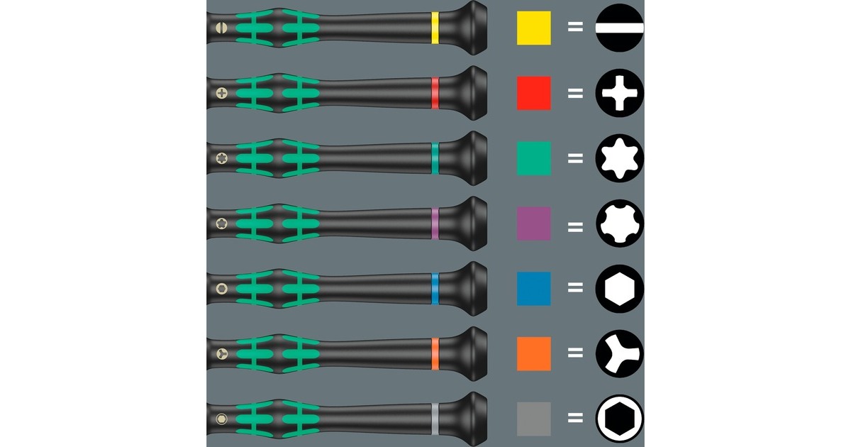 Wera 2067/6 Elektroniker TORX BO Schraubendrehersatz + Rack(schwarz/grün, 6-teilig, Black Point Spitze)