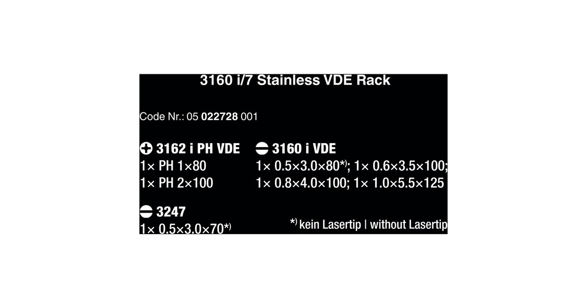 Wera 3160 i/7 Schraubendrehersatz Kraftform Plus, Edelstahl + Rack(rot/blau, 7-teilig, mit Lasertip)
