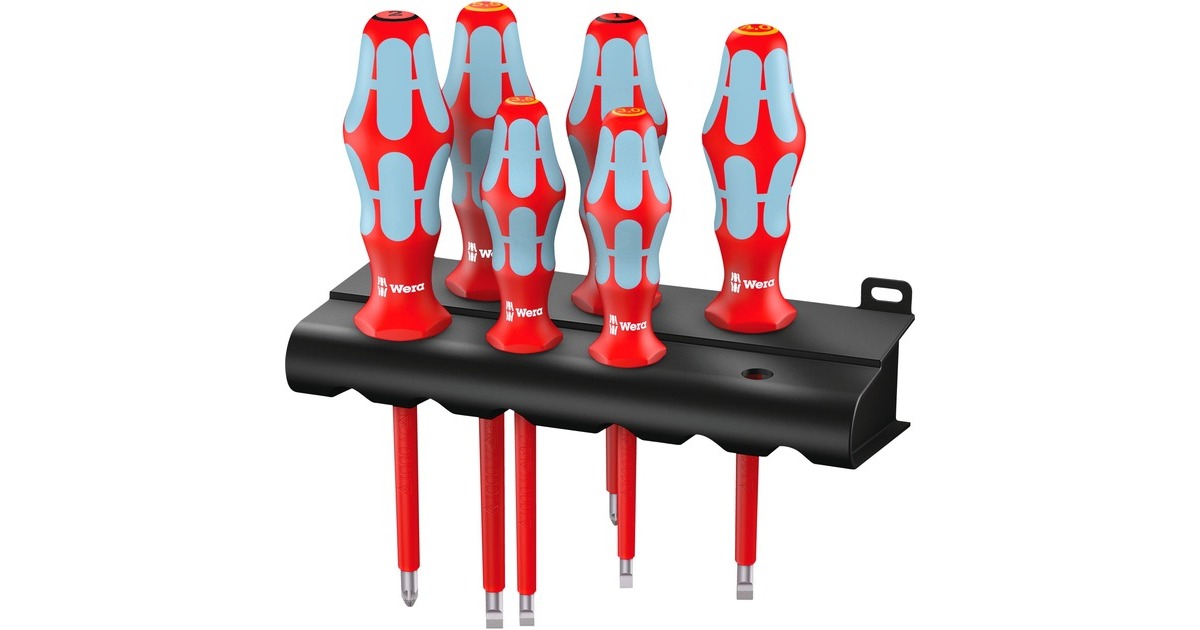 Wera 3165 i/6 Schraubendrehersatz, Edelstahl + Rack(rot/blau, 6-teilig, mit Lasertip)