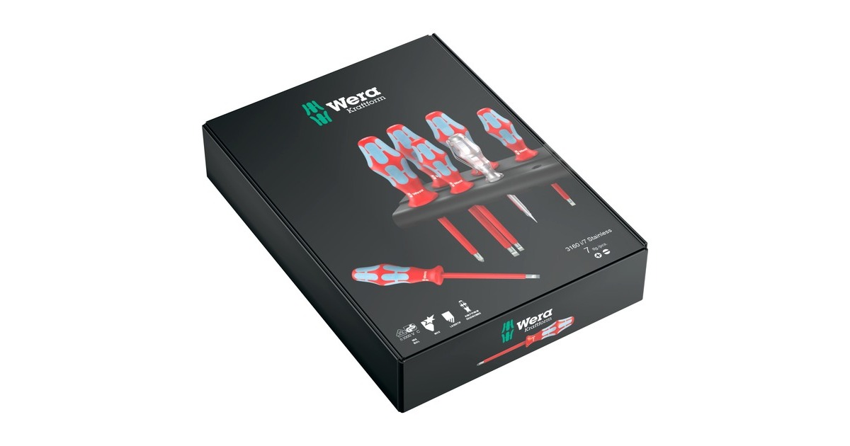 Wera 3165 i/6 Schraubendrehersatz, Edelstahl + Rack(rot/blau, 6-teilig, mit Lasertip)
