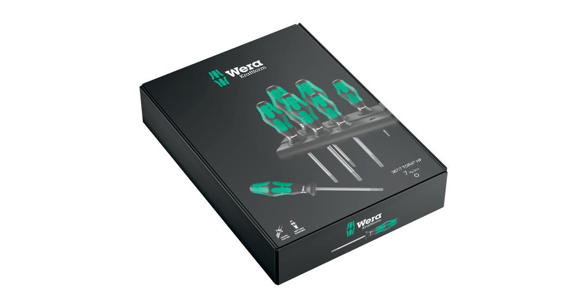 Wera 367/7 TORX HF Schraubendrehersatz Kraftform Plus + Rack(schwarz/grün, 7-teilig, mit Haltefunktion)