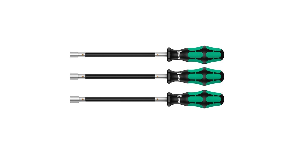 Wera 391/3 Schlauchklemmen-Schraubendrehersatz(schwarz/grün, 3-teilig, mit flexiblem Schaft)