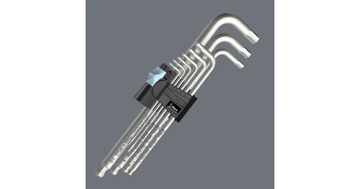 Wera 3950/9 Hex-Plus Stainless 1 Winkelschlüsselsatz, 9-teilig, Schraubendreher(edelstahl, Edelstahl, mit Halteclip)