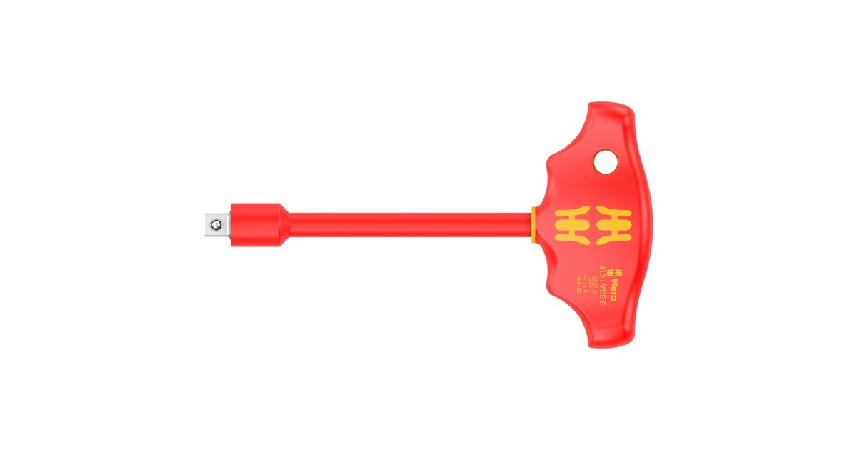 Wera 410 i VDE B Quergriff-Adapterschraubendreher, isoliert(rot/gelb, 3/8" mit Kugelsicherung)