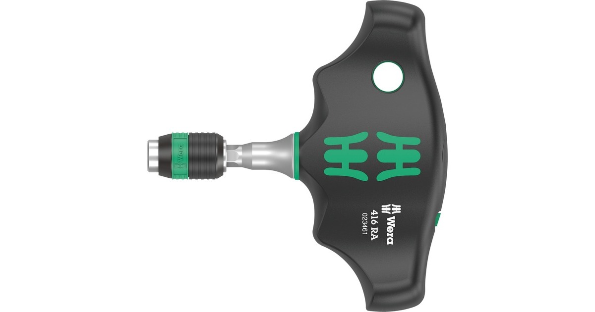 Wera 416 RA Quergriff-Bits-Handhalter mit Ratschenfunktion, Schraubendreher(schwarz/grün, mit Rapidaptor Schnellwechselfutter)