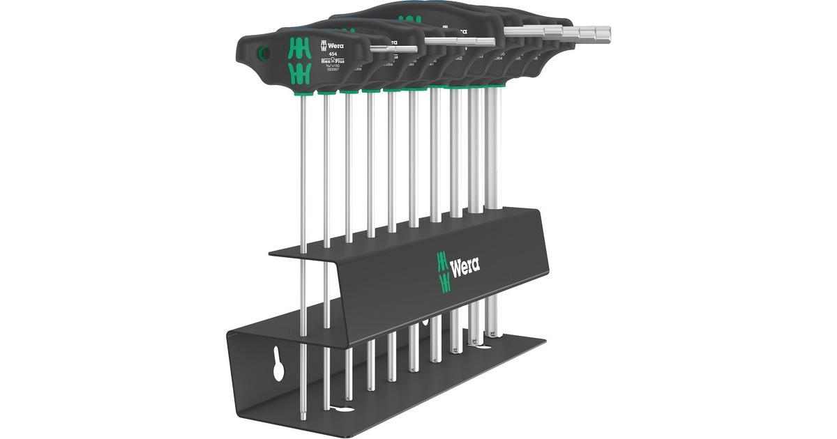 Wera 454/10 HF Set Imperial 2 Quergriff-Schraubendreher + Rack, 10-teilig(schwarz/grün, zöllig, mit Haltefunktion)