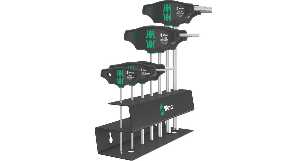 Wera 454/7 HF Set 2 Quergriff-Schraubendreher + Rack, 7-teilig(schwarz/grün, mit Haltefunktion)