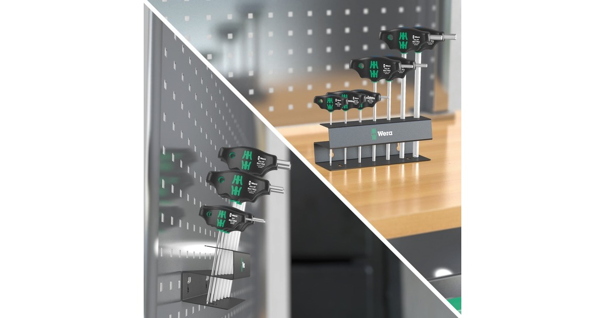 Wera 454/7 HF Set 2 Quergriff-Schraubendreher + Rack, 7-teilig(schwarz/grün, mit Haltefunktion)