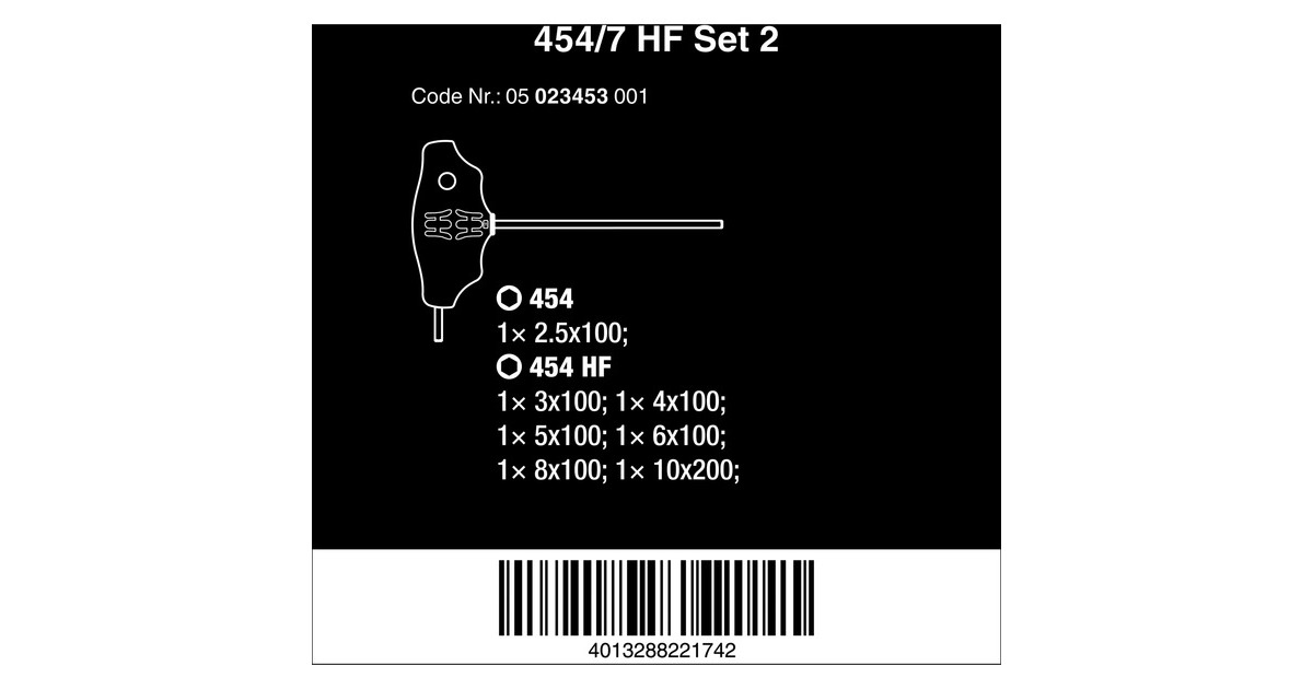Wera 454/7 HF Set 2 Quergriff-Schraubendreher + Rack, 7-teilig(schwarz/grün, mit Haltefunktion)