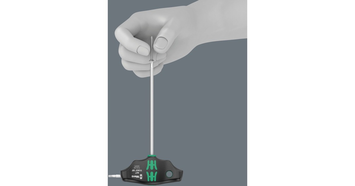 Wera 467/7 TORX HF Set 2 Quergriff-Schraubendreher + Rack, 7-teilig(schwarz/grün, mit Haltefunktion)