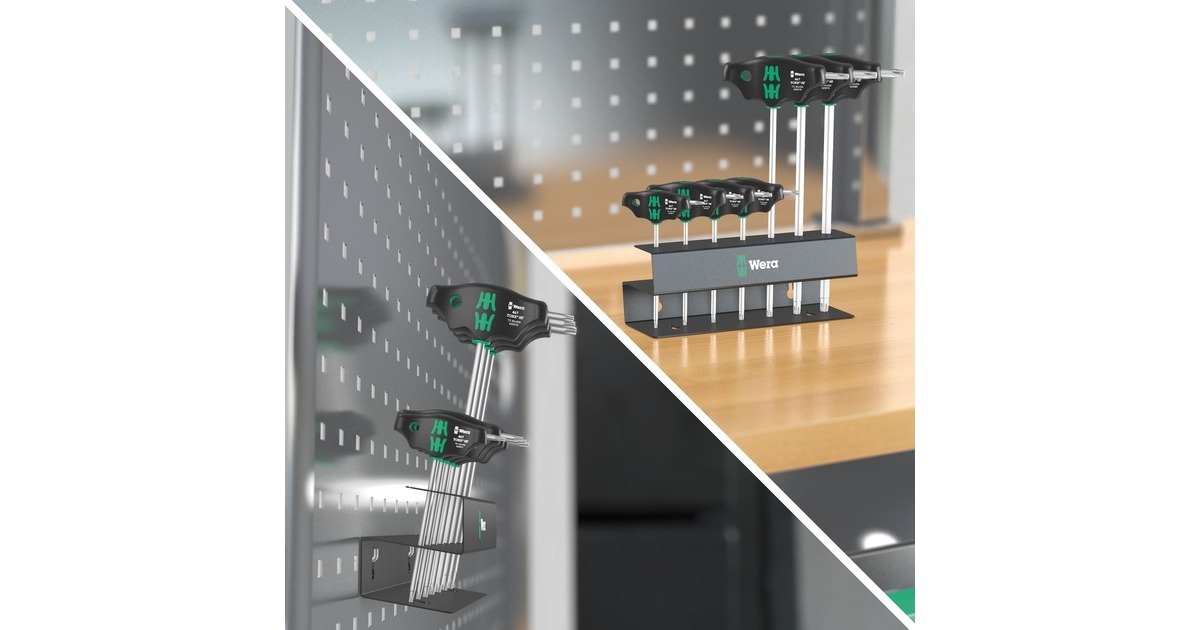 Wera 467/7 TORX HF Set 2 Quergriff-Schraubendreher + Rack, 7-teilig(schwarz/grün, mit Haltefunktion)