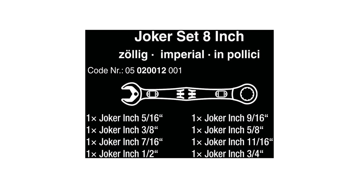 Wera 6000 Joker 8 Imperial Set 1, 8-teilig, Schraubenschlüssel(Ringratschenschlüssel mit Haltefunktion)