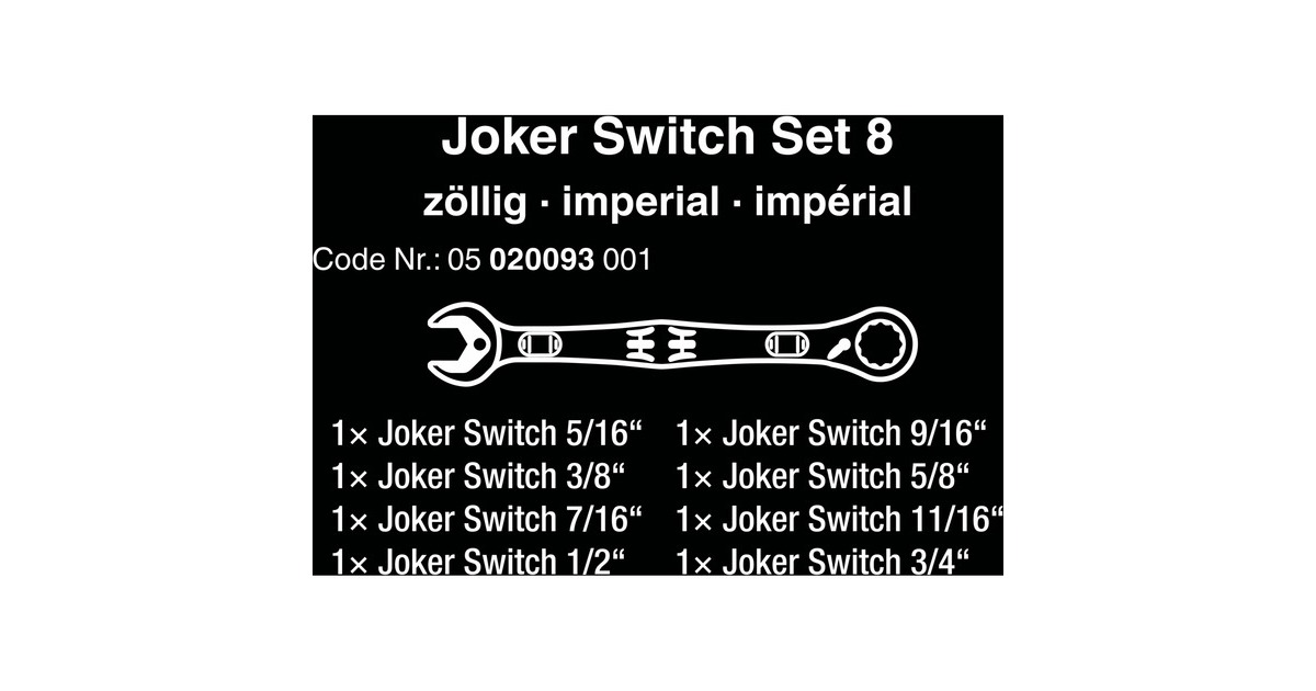 Wera 6001 Joker Switch 8 Imperial Set 1, 8-teilig, Schraubenschlüssel(Ringratschenschlüssel mit Haltefunktion)