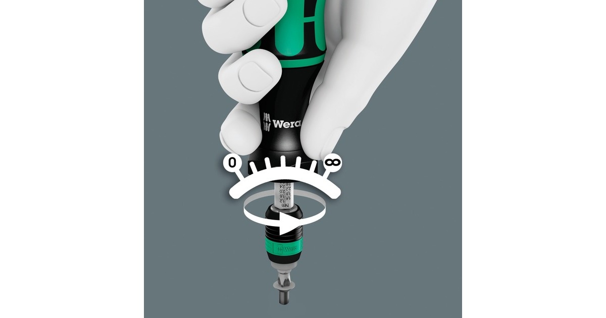 Wera 7440/41 Kraftform Drehmomentschraubendreher-Satz 0,3-3,0Nm(schwarz/grün, 26-teilig, mit Rapidaptor Schnellwechselfutter)