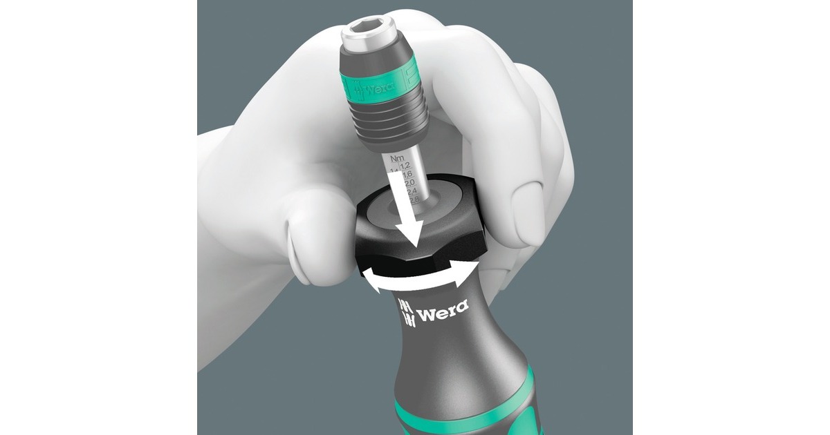 Wera 7445/46/47 Kraftform Drehmomentschraubendreher-Satz 2,5-55,0 in.lbs.(schwarz/grün, 27-teilig, mit Rapidaptor Schnellwechselfutter)