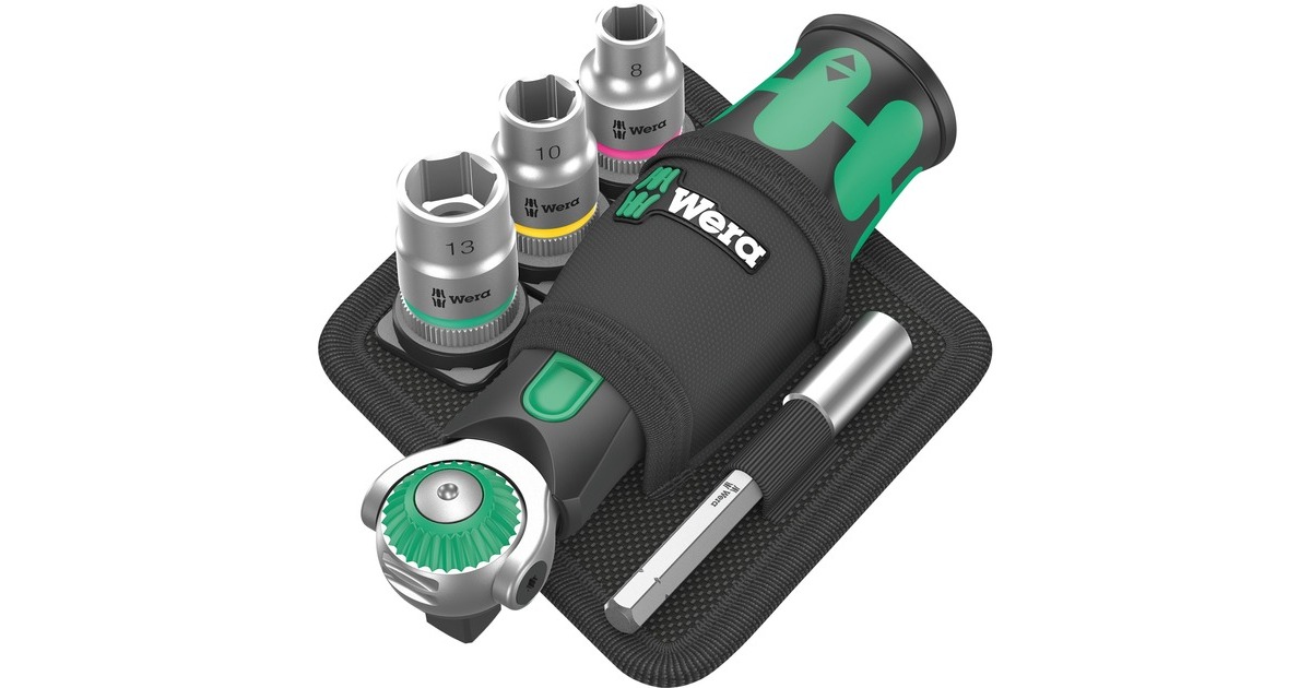Wera 8009 Zyklop Pocket Set 2, 18-teilig, Bit-Satz(schwarz/grün, Umschaltknarre für 3/8