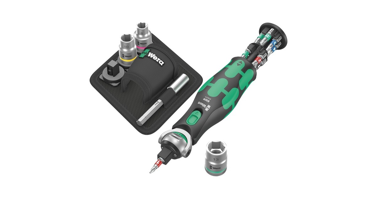 Wera 8009 Zyklop Pocket Set 2, 18-teilig, Bit-Satz(schwarz/grün, Umschaltknarre für 3/8